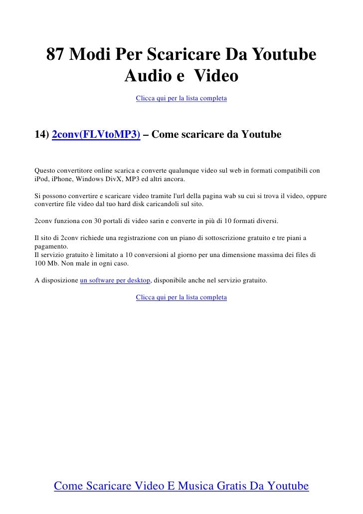 SCARICARE DA YOUTUBE IN FORMATO DIVX